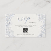 Carte D'accompagnement Delicate Blue Floral Wedding QR code RSVP (Devant)