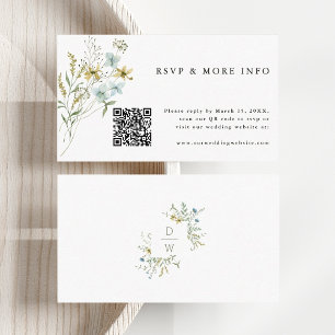 Carte D'accompagnement Delicate Fleur sauvage moderne Boho Wedding RSVP
