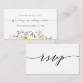 Carte D'accompagnement Delicate Mariage Fleur sauvage Jaune RSVP en ligne (Devant / Derrière)