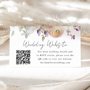 Carte D'accompagnement Delicate Spring Floral Mariage Website QR Code