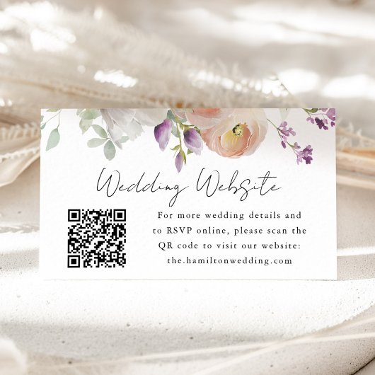 Carte D'accompagnement Delicate Spring Floral Mariage Website QR Code