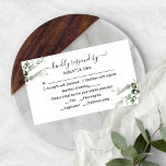 Carte D'accompagnement Delicate Verdure Eucalyptus Mariage RSVP<br><div class="desc">Une carte rsvp mariage verdoyante. Facile à personnaliser avec vos détails. PERSONNALISATION : Si vous avez besoin de personnalisation de la conception,  veuillez me contacter par conversation ; si vous avez besoin d'informations sur votre commande,  les options d'expédition,  etc,  veuillez contacter Zazzle support directement https://help.zazzle.com/hc/en-us/articles/221463567-How-Do-I-Contact-Zazzle-Customer-Support-.</div>