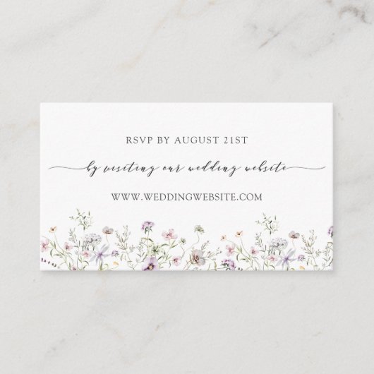 Carte D'accompagnement Delicate Violet Fleur sauvage Mariage RSVP Online  (Devant)
