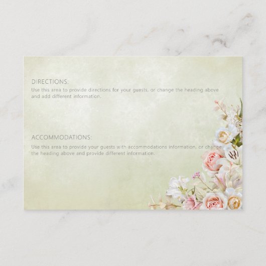 Carte D'accompagnement Delicine moderne rose pâle Rose Lily Green Détails (Dos)