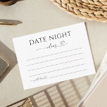 Carte D'accompagnement Delictic Romantic Heart Script Date Idées De Nuit<br><div class="desc">Encouragez vos invités à partager leurs meilleures idées de nuit avec ces élégantes cartes de boîtier,  avec un script de coeur délicat et une typographie élégante. Ils seraient adaptés à n'importe quel type d'événement,  de la fête de fiançailles à la douche nuptiale ou mariage.</div>