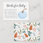 Carte D'accompagnement Demande de Baby shower Citrouille bleu automne (Devant / Derrière)