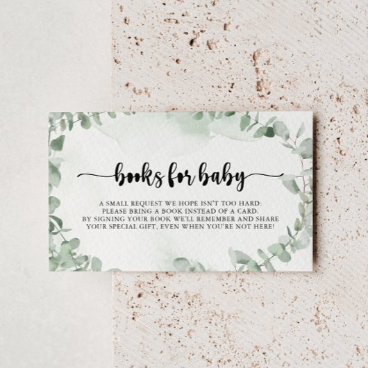 Carte D'accompagnement Demande de Baby shower classique Eucalyptus
