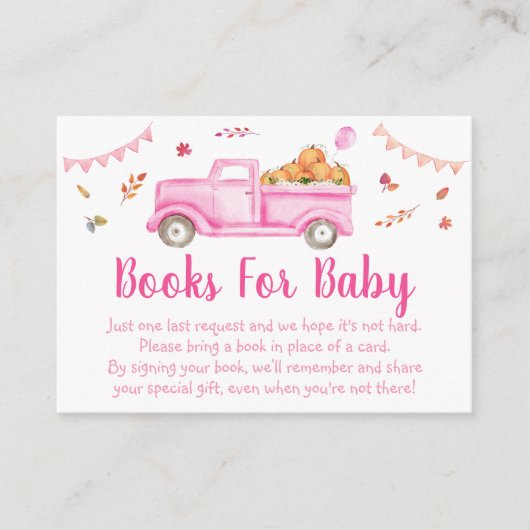 Carte D'accompagnement Demande de Baby shower de camion Citrouille rose (Devant)