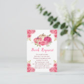 Carte D'accompagnement Demande de Baby shower de Citrouilles floraux rose (Debout devant)