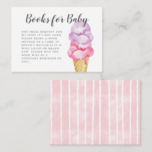 Carte D'accompagnement Demande de Baby shower de crème glacée rose doux (Devant / Derrière)