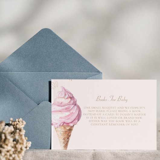 Carte D'accompagnement Demande de Baby shower de crème glacée rose mignon