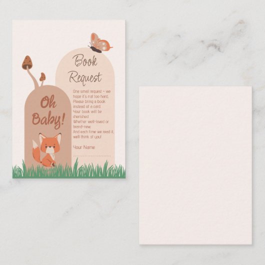 Carte D'accompagnement Demande de Baby shower de Forest Fox Delicate (Devant / Derrière)