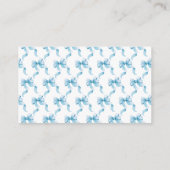 Carte D'accompagnement Demande de Baby shower de livre Blue Coquette Bow (Dos)