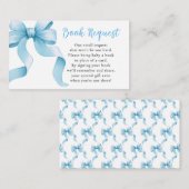 Carte D'accompagnement Demande de Baby shower de livre Blue Coquette Bow (Devant / Derrière)