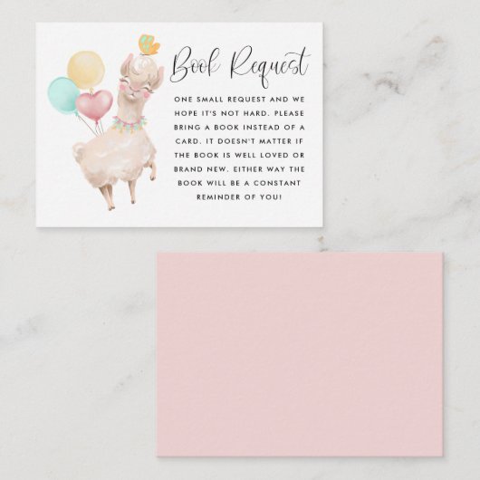 Carte D'accompagnement Demande de Baby shower de Llama doux (Devant / Derrière)