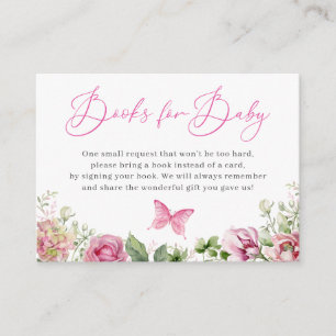 Carte D'accompagnement Demande de Baby shower de papillon de fleurs