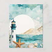 Carte D'accompagnement Demande de Baby shower de phare nautique (Dos)