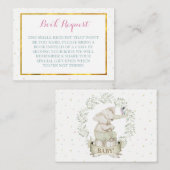 Carte D'accompagnement Demande de Baby shower d'éléphants neutres selon l (Devant / Derrière)