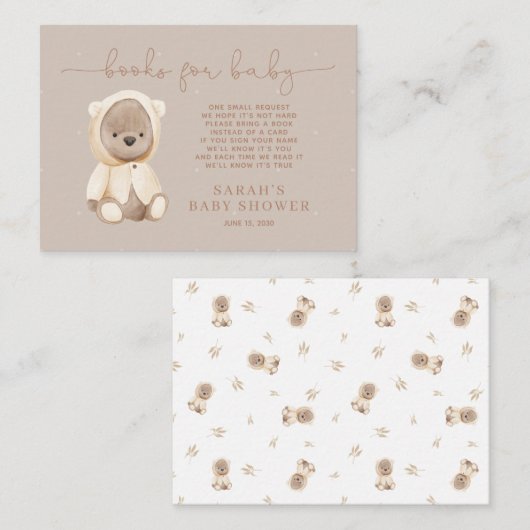 Carte D'accompagnement Demande de Baby shower d'ours en peluche Brown neu (Devant / Derrière)