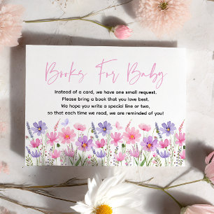 Carte D'accompagnement Demande de Baby shower Fleur sauvage rose violet