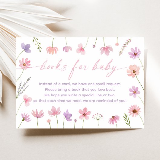 Carte D'accompagnement Demande de Baby shower Fleur sauvage rose violet