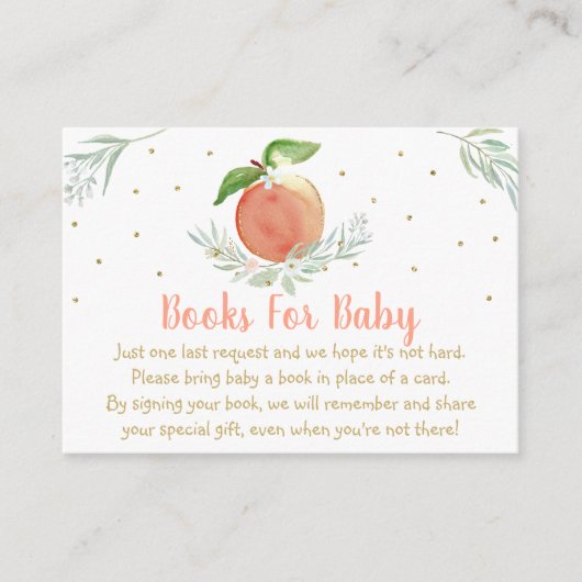 Carte D'accompagnement Demande de Baby shower Floral Peach Gold (Devant)