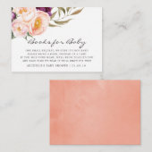 Carte D'accompagnement Demande de Baby shower Floral Pêche & Bourgogne (Devant / Derrière)