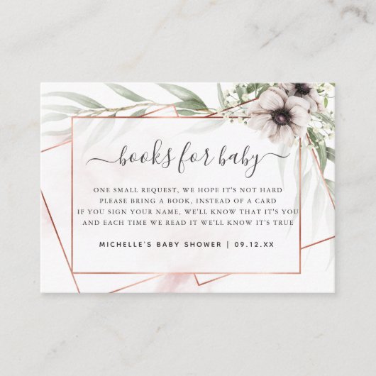 Carte D'accompagnement Demande de Baby shower géométrique Eucalyptus (Devant)