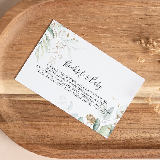 Carte D'accompagnement Demande de Baby shower Gold Eucalyptus