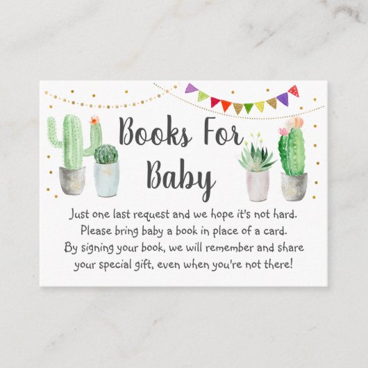 Carte D'accompagnement Demande de Baby shower Gold Fiesta Cactus (Devant)