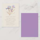 Carte D'accompagnement Demande de Baby shower Iris Watercolor (Devant / Derrière)