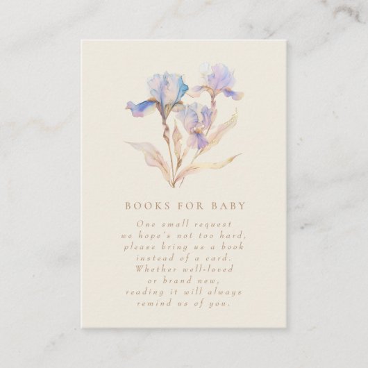 Carte D'accompagnement Demande de Baby shower Iris Watercolor (Devant)