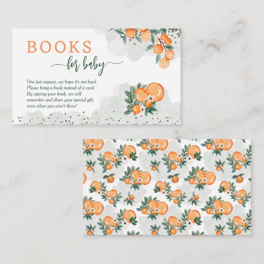 Carte D'accompagnement Demande de Baby shower Little Cutie Oranges (Devant / Derrière)