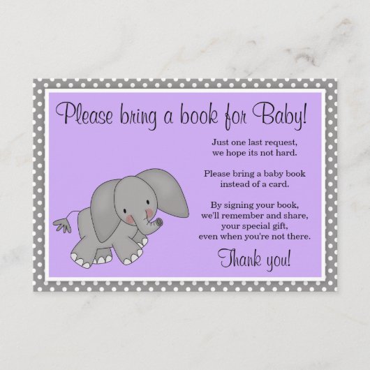Carte D'accompagnement Demande de Baby shower pour fille Eléphant mignonn (Devant)