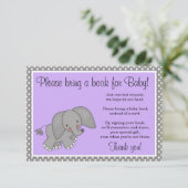 Carte D'accompagnement Demande de Baby shower pour fille Eléphant mignonn (Debout devant)