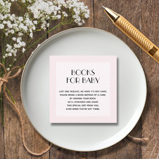 Carte D'accompagnement Demande de Baby shower pour fille rose chic