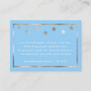 Carte D'accompagnement Demande de Baby shower Twinkle, argent bleu