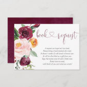 Carte D'accompagnement Demande de carnet de baby showers à fleurs roses d (Devant / Derrière)