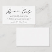 Carte D'accompagnement Demande de carnet de Baby showers blanc de script (Devant / Derrière)