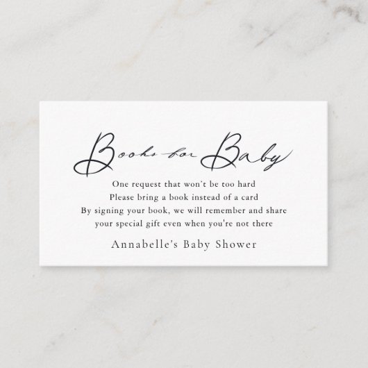 Carte D'accompagnement Demande de carnet de Baby showers blanc de script (Devant)