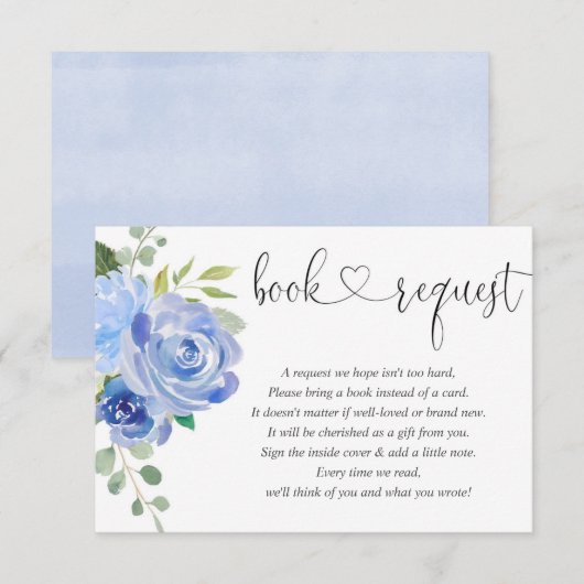 Carte D'accompagnement demande de carnet de baby showers, bleu marine bla (Devant / Derrière)