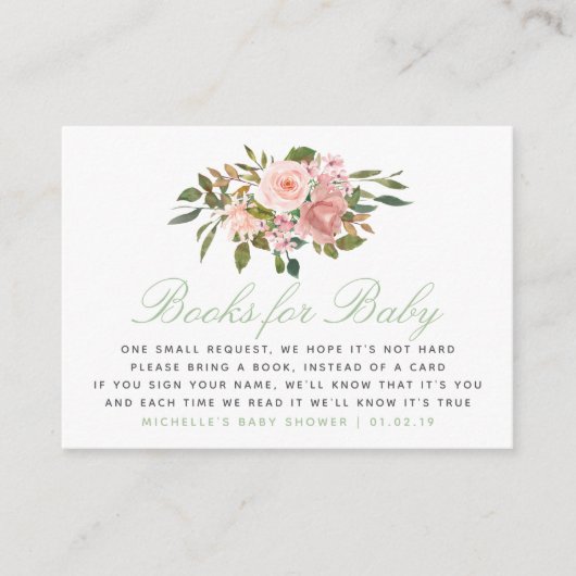 Carte D'accompagnement Demande de carnet de Baby showers Floral Blush et  (Devant)