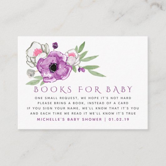 Carte D'accompagnement Demande de carnet de Baby showers floraux Violet e (Devant)