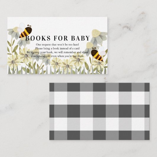 Carte D'accompagnement Demande de carnet de Baby showers pour les bosses/ (Devant / Derrière)
