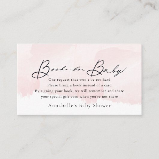 Carte D'accompagnement Demande de carnet de Baby showers rose Aquarelle S (Devant)