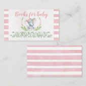 Carte D'accompagnement Demande de carnet de Baby showers rose Éléphant In (Devant / Derrière)