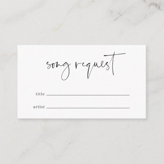 Carte D'accompagnement Demande de chanson de mariage avec écriture minima (Devant)