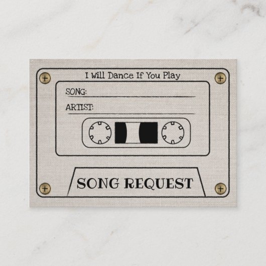 Carte D'accompagnement Demande de chanson de mariage en cassette Insert e (Devant)