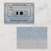 Carte D'accompagnement Demande de chanson de mariage insert pailleté bleu (Devant / Derrière)