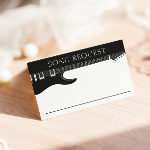 Carte D'accompagnement Demande de chansons de Mariage de guitare noir et 